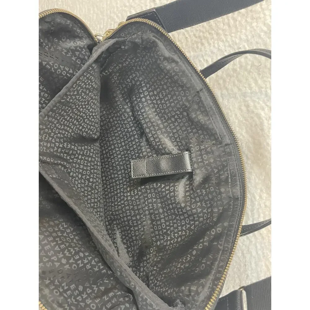 Kate Spade New York Laptop Tote Bag Womens Black Nylon Leather Trim Crossbody